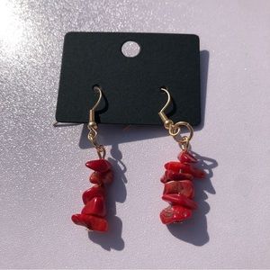 Red stone earrings